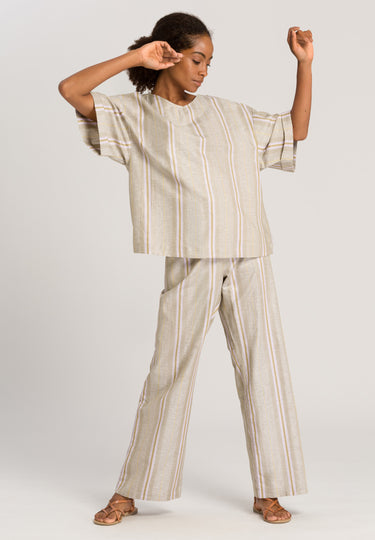 78672 Urban Casuals Short Sleeve Shirt - 2960 Affogato Stripe